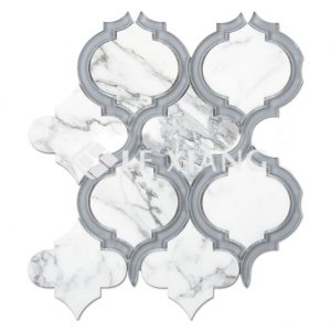 Arabesque Border Marble Mixed Glass Mosaic Tile For Wall-1