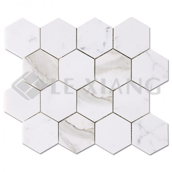 Calacatta Gold Stone Hexagon Mosaic Tiles For Kitchen Backsplash-1