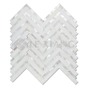 Chevron Marble and Shell Marble Mosaic Tile Bothroom Wall-1