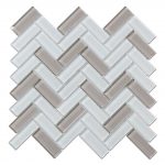 Crystal Glass Blends Herringbone Mosaic Tiles For Kitchen Backsplash-1
