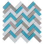 Crystal Glass Blends Herringbone Mosaic Tiles For Kitchen Backsplash-2