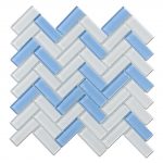 Crystal Glass Blends Herringbone Mosaic Tiles For Kitchen Backsplash-3