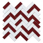 Crystal Glass Blends Herringbone Mosaic Tiles For Kitchen Backsplash-4