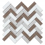 Crystal Glass Blends Herringbone Mosaic Tiles For Kitchen Backsplash-5