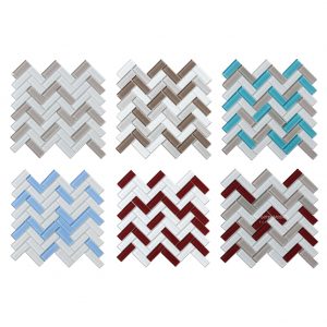 Crystal Glass Blends Herringbone Mosaic Tiles For Kitchen Backsplash-6