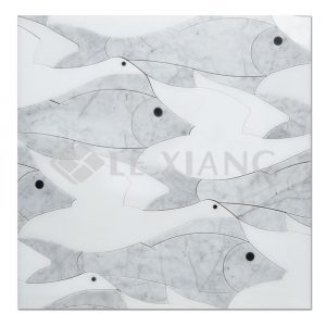 Flying Fish WaterJet Cut Marble Mosaic Tile-1