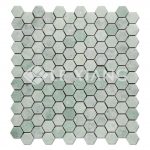 Green Hexagon Marble Mosaic Tile Bathroom Floors-3