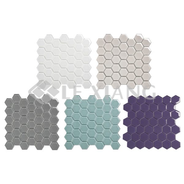 Hexagon Crystal Glass Mosaic Tiles For Bathroom Wall-6