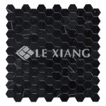Hexagon Nero Marble Marquina Stone Mosaic Tile Bathroom Floors-3