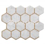 Hexagon Pattern Stone Mosaic Tile Bathroom Floors-1