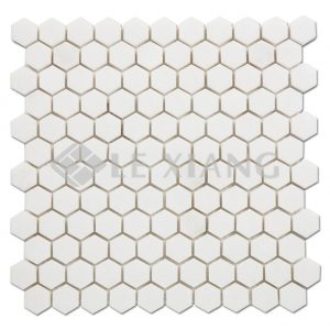 Hexagon Thassos White Stone Mosaic Tiles Bathroom Floors-1