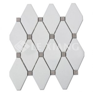 Long Octagon White Thassos Marble Mosaic Tile Kitchen Backsplash-1