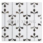 Marble WaterJet Cut Stone Mosaic Tile Crown For Bathroom Wall-2