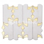 Marble WaterJet Cut Stone Mosaic Tile Crown For Bathroom Wall-4