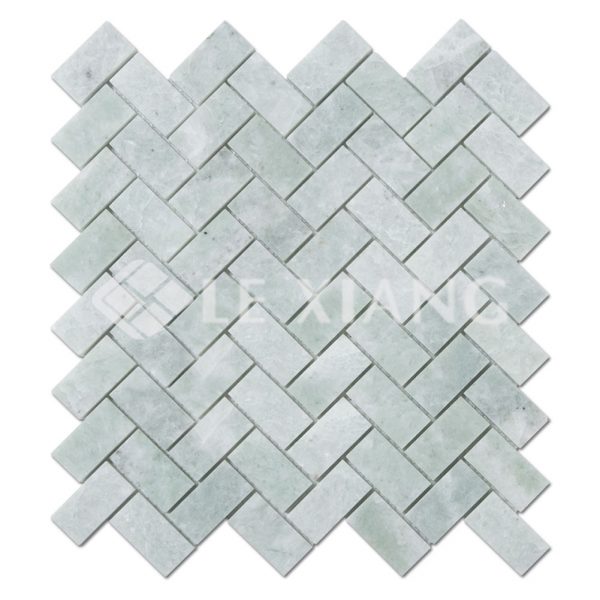 Ming Green Herringbone Stone Mosaic Tile-1