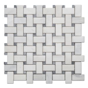 Oriental White Stone Basketweave Mosaic Tile For Kitchen Backsplash-1