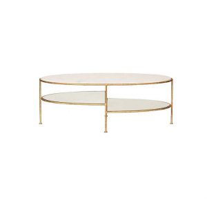 Oval Marble Top Coffee Table With Glass-1