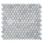 Penny Round Marble Mosaic Tile Bianco Carrara For Bathroom Floors-2