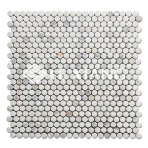 Penny Round Marble Mosaic Tile Calacatta Gold Stone For Bathroom Floors-1