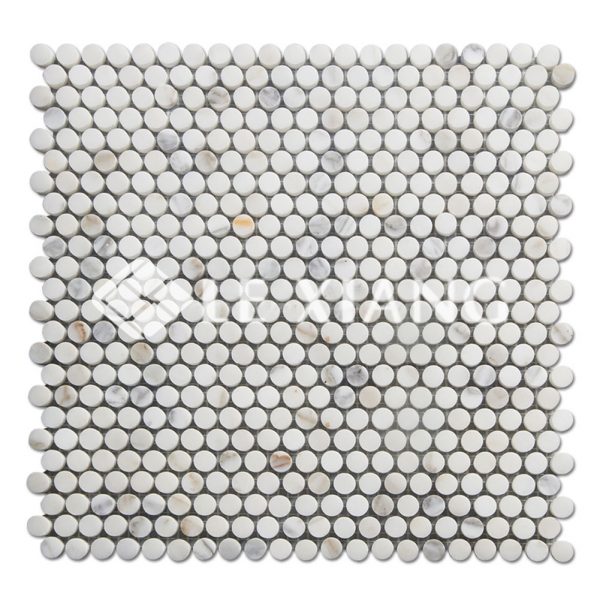 Penny Round Marble Mosaic Tile Calacatta Gold Stone For Bathroom Floors-1