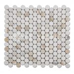 Penny Round Marble Mosaic Tile Calacatta Gold Stone For Bathroom Floors-2
