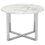 Round White Marble Side Table For Bedroom-1