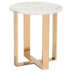 Round White Marble Side Table For Bedroom-6