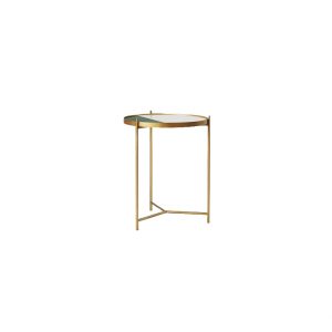 Round White With Green Marble Side Table-4
