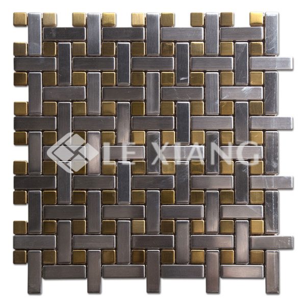Stainless Steel Basketweave Mosaic Tiles For Bathroom Floors-1