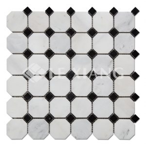 Statuary White Marble Octagon Mosaic Tile For Bathroom Floors-1