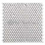 Statuary White Penny Round Marble Mosaic Tile For Bathroom Wall-1