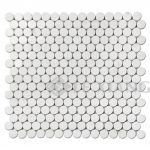 Statuary White Penny Round Marble Mosaic Tile For Bathroom Wall-2