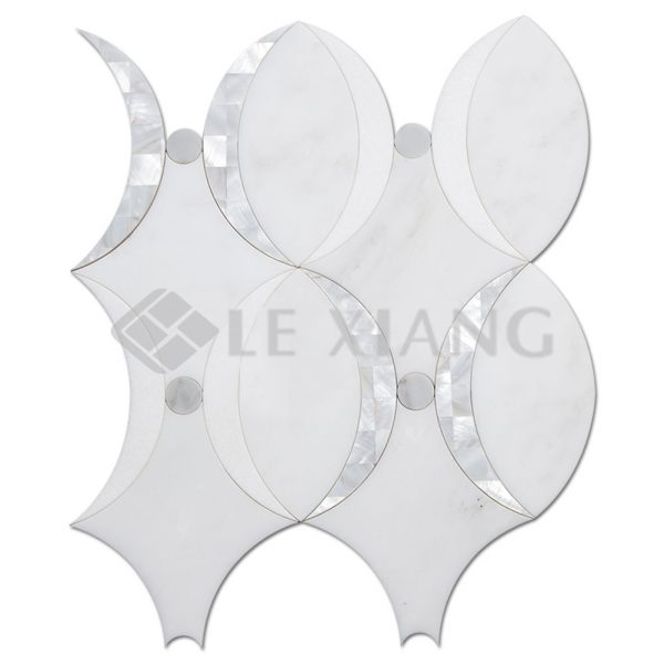 Water Jet Cut Stone Mosaic Backsplash Tile Hedwig For Bathroom Floors-1