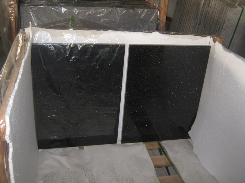 Black Galaxy Granite Custom Bathroom Countertop-3